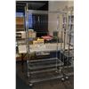 Image 1 : Chrome metal baker's racks on castors with four adjustable shelves, 76" H X 36" W X 18" D