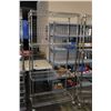 Image 1 : Chrome metal baker's racks on castors with four adjustable shelves, 76" H X 36" W X 18" D
