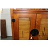 Image 3 : Semi contemporary entertainment unit with two doors inset with bamboo, hand hammered hardware, fitte