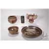 Image 1 : Four pieces of pottery including hand signed bowl, pedestal pot and 12 1/2" diameter charger