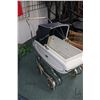 Image 3 : Gendron Canadian made metal doll carriage with folding sun shade plus a child's sized wicker rocking