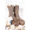 Image 3 : Two pairs of women's boots including Chef "Cherokee" Chief Canadian made seal skin boots, size 6, ap