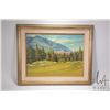 Image 1 : Framed oil on board painting, possibly the Banff Springs Hotel, signed by artist E. (Edie) Bryson, 1