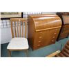 Image 1 : Mid century modern teak cylinder desk with pull out writing surface, fitted interoir and four drawer
