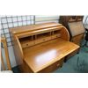 Image 2 : Mid century modern teak cylinder desk with pull out writing surface, fitted interoir and four drawer