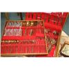 Image 2 : Large boxed set of solid nickel bronze flatware with place settings for twelve plus serving pieces a