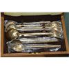 Image 3 : Large boxed set of solid nickel bronze flatware with place settings for twelve plus serving pieces a