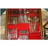 Image 5 : Large boxed set of solid nickel bronze flatware with place settings for twelve plus serving pieces a