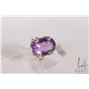 Image 1 : 14kt yellow gold and oval cut faceted amethyst gemstone ring, size 2.5