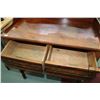 Image 2 : Mid 1800's two drawer mahogany washstand with low backboard and turned supports, 36" X 33" X 18"
