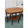 Image 1 : Mid 20th century, six legged occasional table with matched grain and inlaid top, under shelf and bul