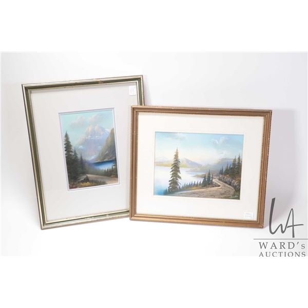 Two framed vintage pastel drawings, both landscapes and signed by Calgary artist (Maisie) Wride, 8" 