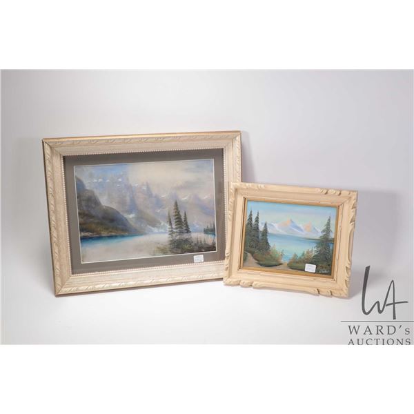 Two framed vintage pastel drawings, both landscapes and signed by Calgary artist (Maisie) Wride, 7" 