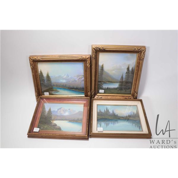 Four framed vintage pastel drawings, all landscapes and signed by Calgary artist (Maisie) Wride, all