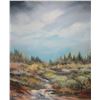 Image 2 : Unframed original oil on canvas painting, titled on verso "Elk Island Path" by Canadian artist Richa