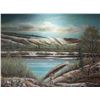 Image 2 : Framed original oil on canvas painting of a portaging voyageur, by Canadian artist Richard Dixon, 36