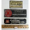 Image 1 : LOT OF 3 - CANADIAN BLUE BIRD, KOEHRING SHOVEL ATTACHMENT & KOEHRING-WATEROUS LTD PLAQUES