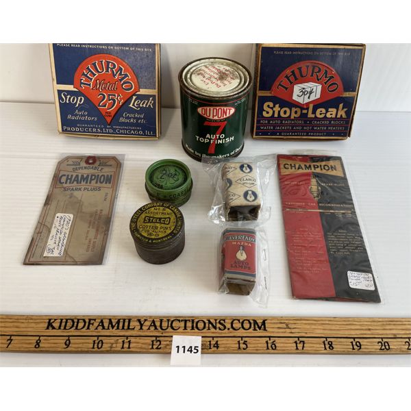 LOT OF 9 - AUTOMOTIVE COLLECTIBLES - INCL CHAMPION, DUPONT & STELCO ETC.