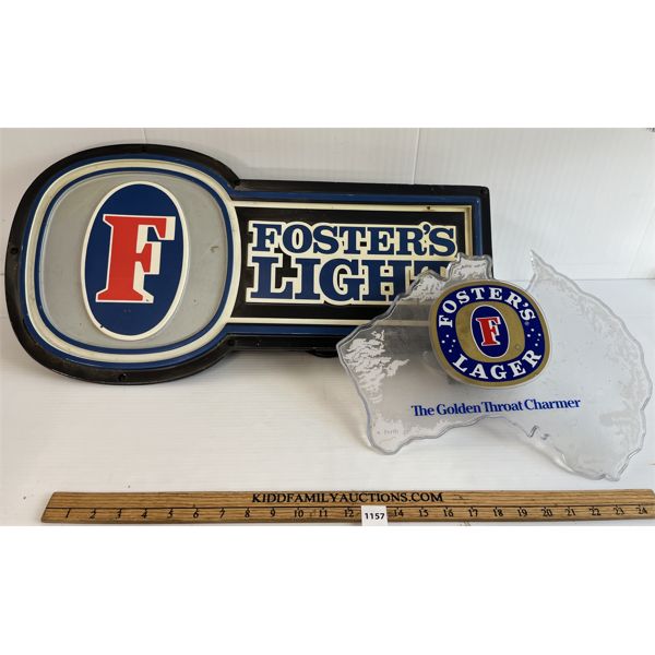 LOT OF 2 - FOSTER'S LIGHT - LIGHT UP SIGNS