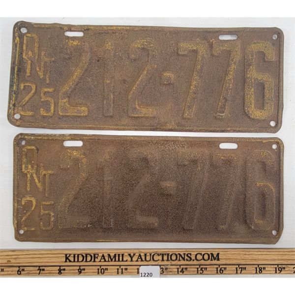 PAIR OF 1925 ONTARIO LICENCE PLATES