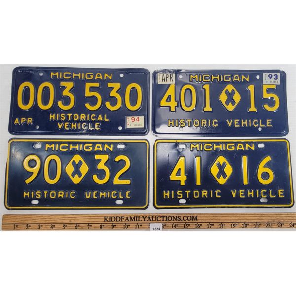 LOT OF 4 - MICHIGAN HISTORIC VEHICLE LICENCE PLATES