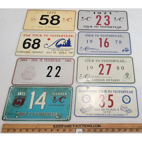 LOT OF 8 - TOUR OF YESTERYEAR BOOSTER PLATES