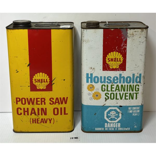 LOT OF 2 - SHELL 1 GAL POWER SAW CHAIN OIL & HOUSEHOLD CLEANING SOLVENT