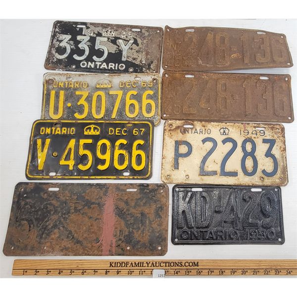 LOT OF 8 - ONTARIO LICENCE PLATES - INCL 1925 PAIR