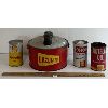 Image 1 : LOT OF 4 - GAZOLINE 2 GAL & SHELL 1 PINT MOTOR OIL CANS 