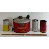 Image 4 : LOT OF 4 - GAZOLINE 2 GAL & SHELL 1 PINT MOTOR OIL CANS 