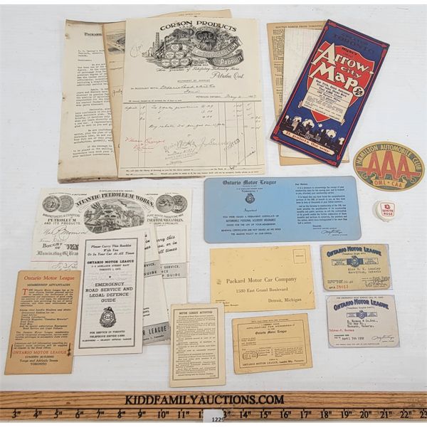 QTY OF MISC EARY AUTOMOTIVE EPHEMERA - INCL ONTARIO MOTOR LEAGUE