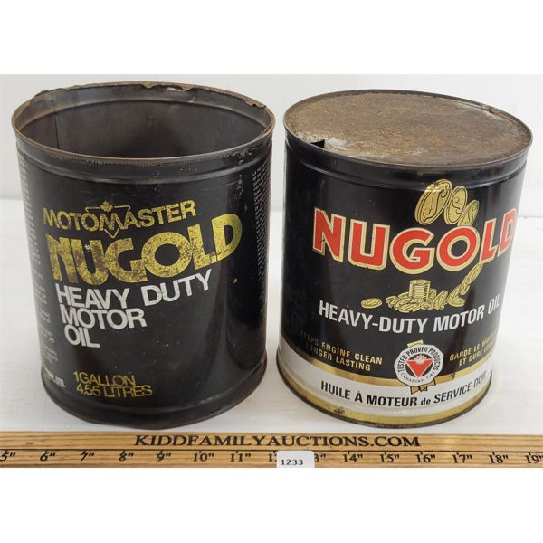 LOT OF 2 - MOTO-MASTER NUGOLD GAL CANS