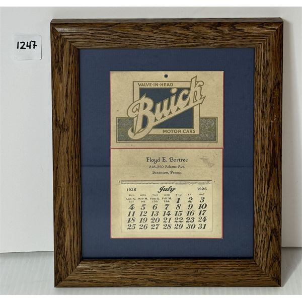 LOT OF 2 - 1908 FRAMED MARCY, BUCK & RILEY COAL & 1926 BUICK CALENDARS