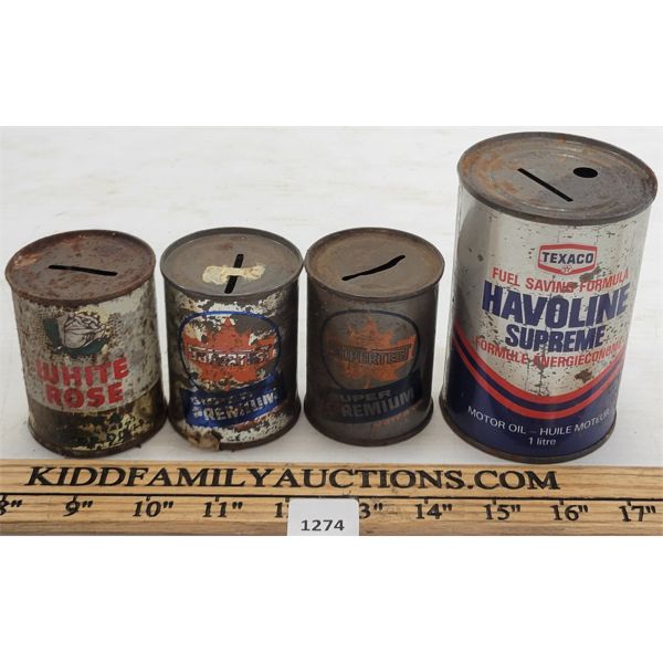 LOT OF 4 - SUPERTEST, WHITE ROSE AND TEXACO COIN BANKS