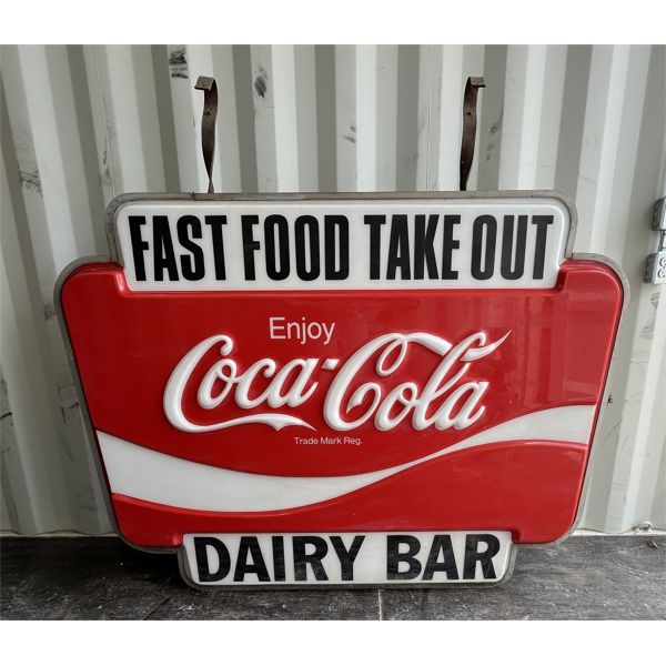 COCA-COLA FAST FOOD TAKE OUT DAIRY BAR SIGN