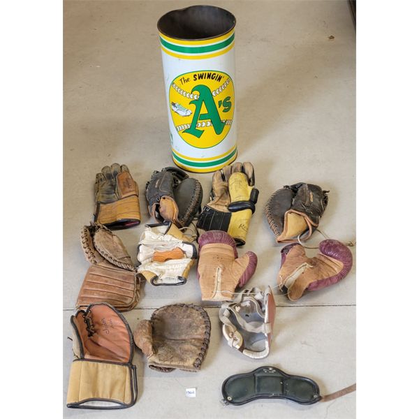 QTY OF VINTAGE SPORT EQUIPMENT - INCL BASEBALL, HOCKEY, ETC - SEE ALL PICS