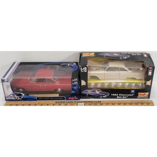 LOT OF 2 - MAISTO DIECAST 1962 CHEVROLET & BEL AIR - 1:18 SCALE