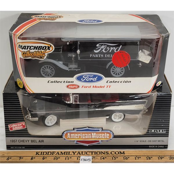 LOT OF 2 - ERTL & MATCHBOX DIECAST MODELS - INCL 1957 CHEVY BEL AIR, ETC - 1:18 SCALE