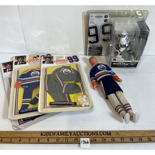 LOT OF 7 - WAYNE GRETZKY MEMORABILIA - INCL JERSEY, ACTION FIGURE & CLOTHES - SEE ALL PICS
