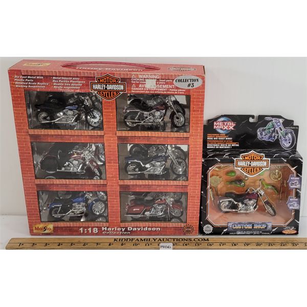 LOT OF 2 - SPIN MASTER & MAISTO HARLEY-DAVIDSON MOTOR CYCLES MODELS - 1:18 & 1:20 SCALE