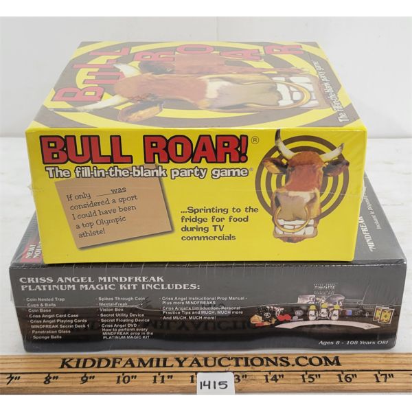 LOT OF 2 - CRISS ANGEL MINDFREAK MAGIC KIT & BULL ROAR PARTY GAME