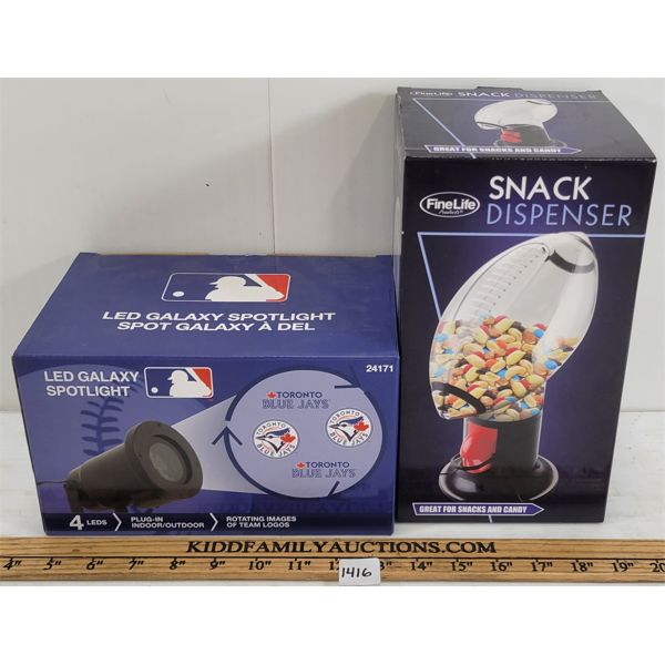 LOT OF 2 - TORONTO BLUE JAYS SPOTLIGHT & FINELIFE SNACK DISPENSER