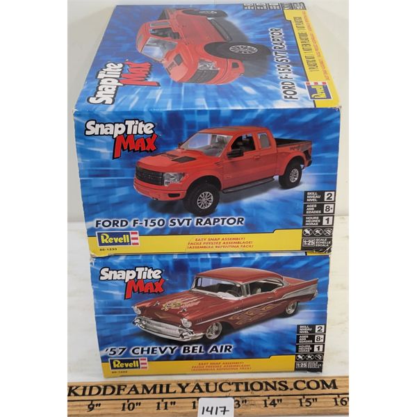 LOT OF 2 - REVELL PLASTIC '57 CHEVY BEL AIR MODEL KITS - 1:25 SCALE