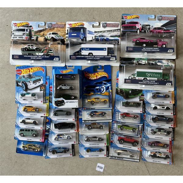 LOT OF 30 - HOTWHEELS - INCL '68 SHELBY GT500 & 2010 CHEVY IMPALA, ETC