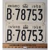 Image 1 : PAIR OF 1958 ONTARIO LICENCE PLATES