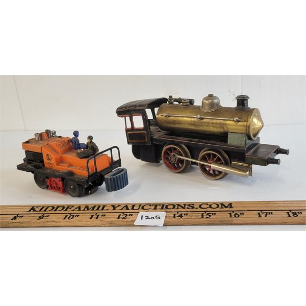 LOT OF 2 - TRAIN TOYS - INCL BING BRASS/PRESSED STEEL STEAM ENGINE