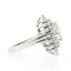 Image 4 : Vintage 14K White Gold 1.03 ctw Prong Diamond Navette Shape Tiered Cluster Ring