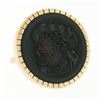 Image 4 : Antique Victorian 14K Gold Black Onyx Carved Intaglio Male Round Platter Ring