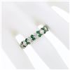Image 3 : Vintage 18K White Gold 1.7 ctw Prong Large Round Diamond Emerald Wedding Band Ri