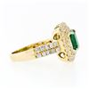 Image 6 : 18K Gold 2.72 ctw GIA Fine Emerald & Double Halo Diamond Statement Cocktail Ring